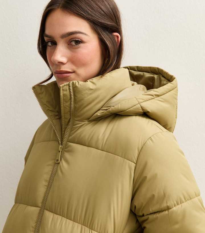 Petite Light Khaki Cropped Puffer Jacket