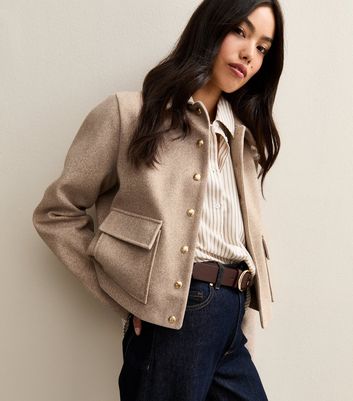 Cream Button Up Long Sleeve Shacket