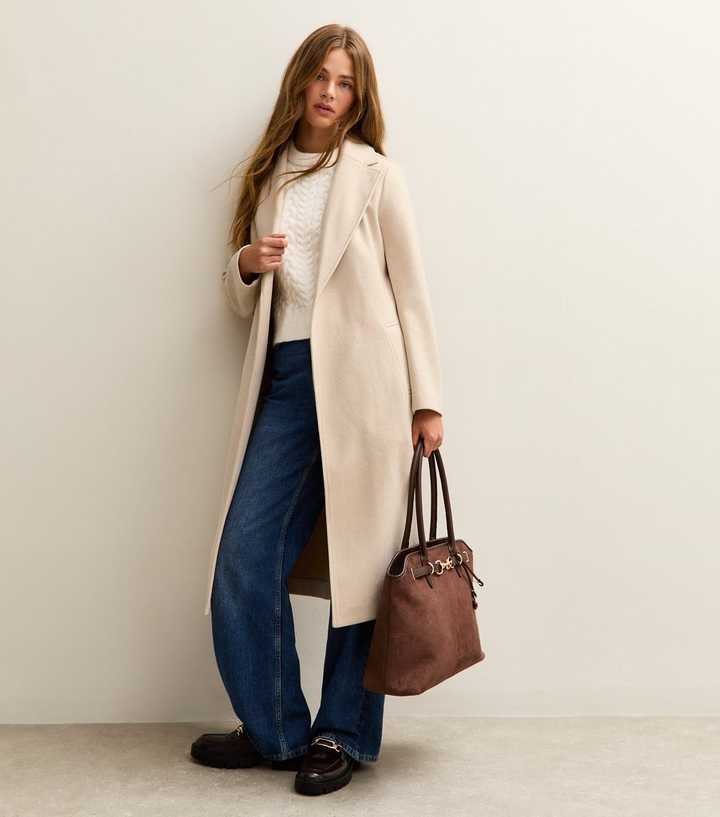 Cream Unlined Longline Belted Coat