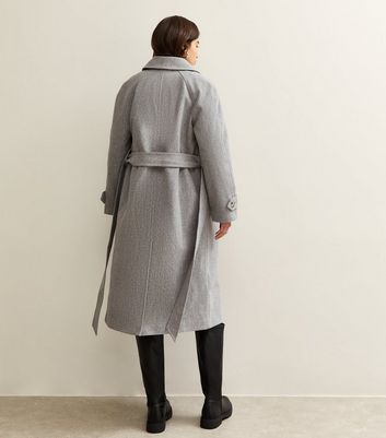 Grey Button Front Belted Midi Coat | New Look