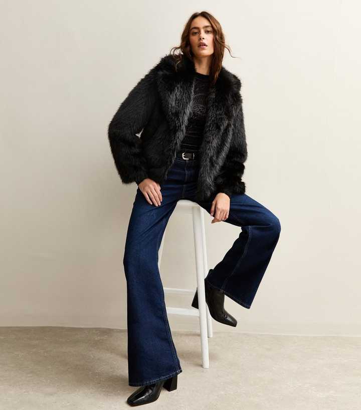 Black Faux Fur Coat