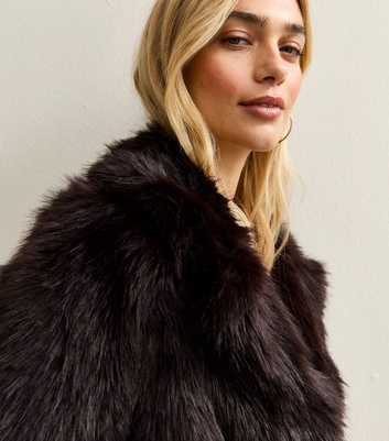 Dark Brown Faux Fur Coat
