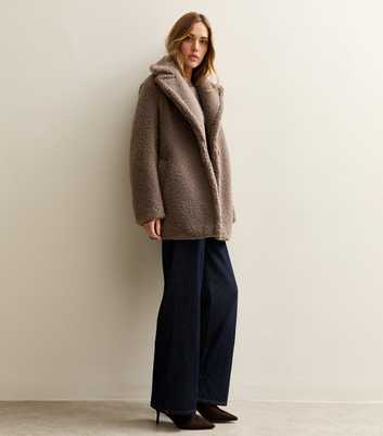 Mink Collared Long Sleeve Borg Coat