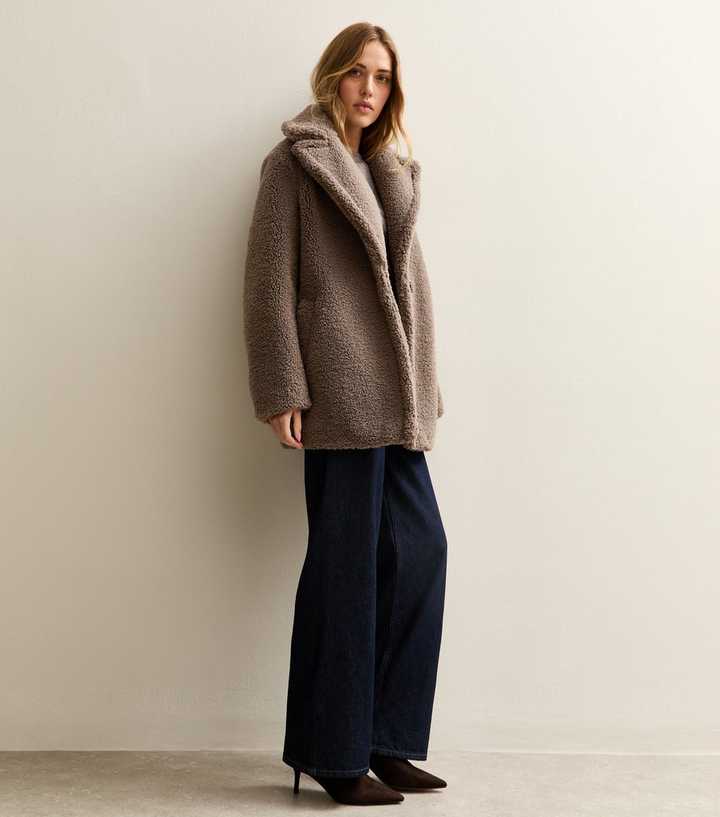 Mink Collared Long Sleeve Borg Coat