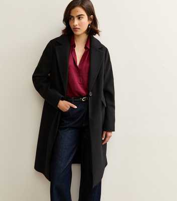 Black Single Button Lined Coat