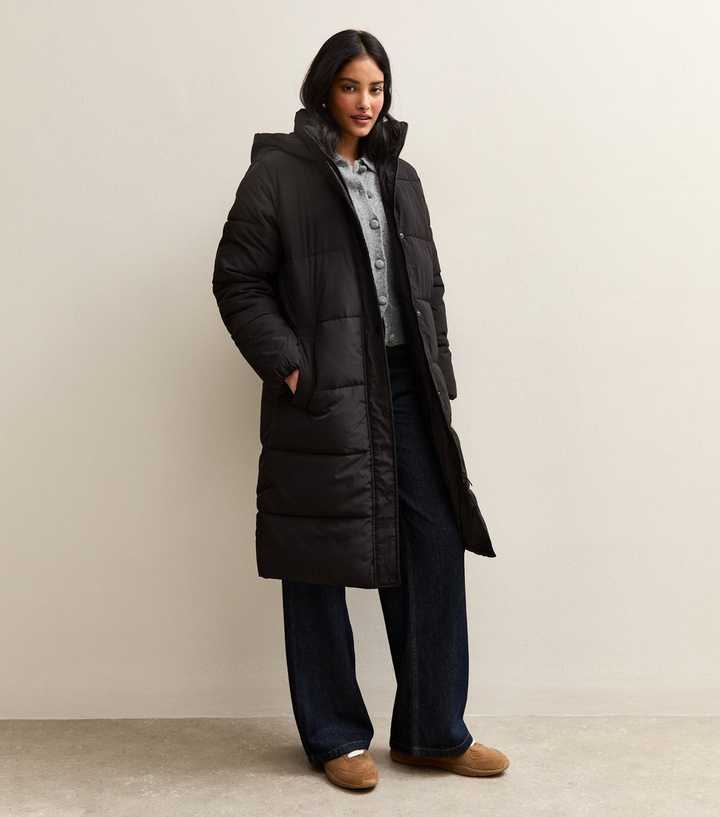 Black Tiered Longline Puffer Jacket
