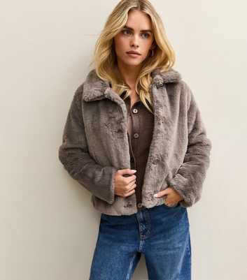 Petite Mink Faux Fur Collared Jacket