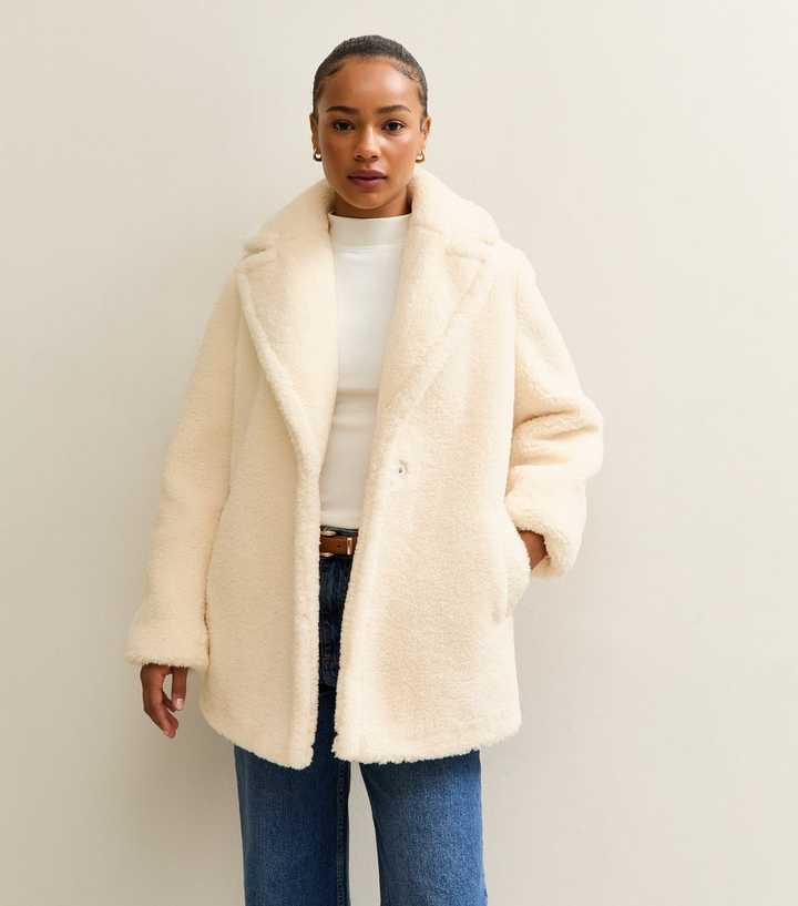 Petite Cream Borg Coat