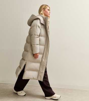 Petite Mink Longline Hooded Puffer Coat