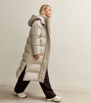 Petite Mink Longline Hooded Puffer Coat New Look