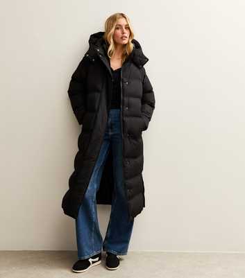 Tall Black Longline Puffer Jacket