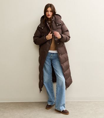 Tall Brown Longline Puffer Jacket | New Look