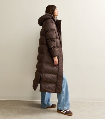 Tall Brown Longline Puffer Jacket New Look