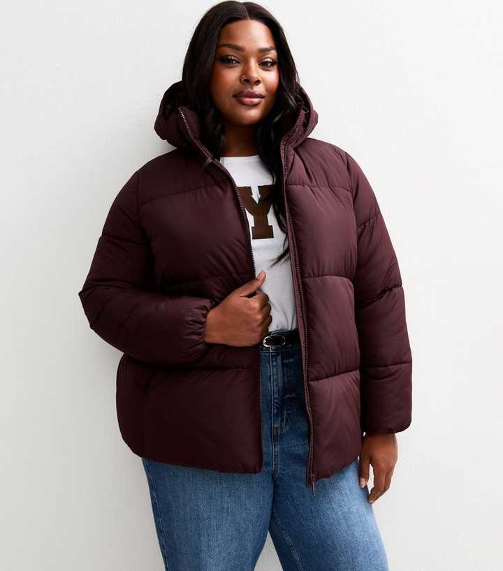 Curves Dark Brown Cropped Puffer Jacket