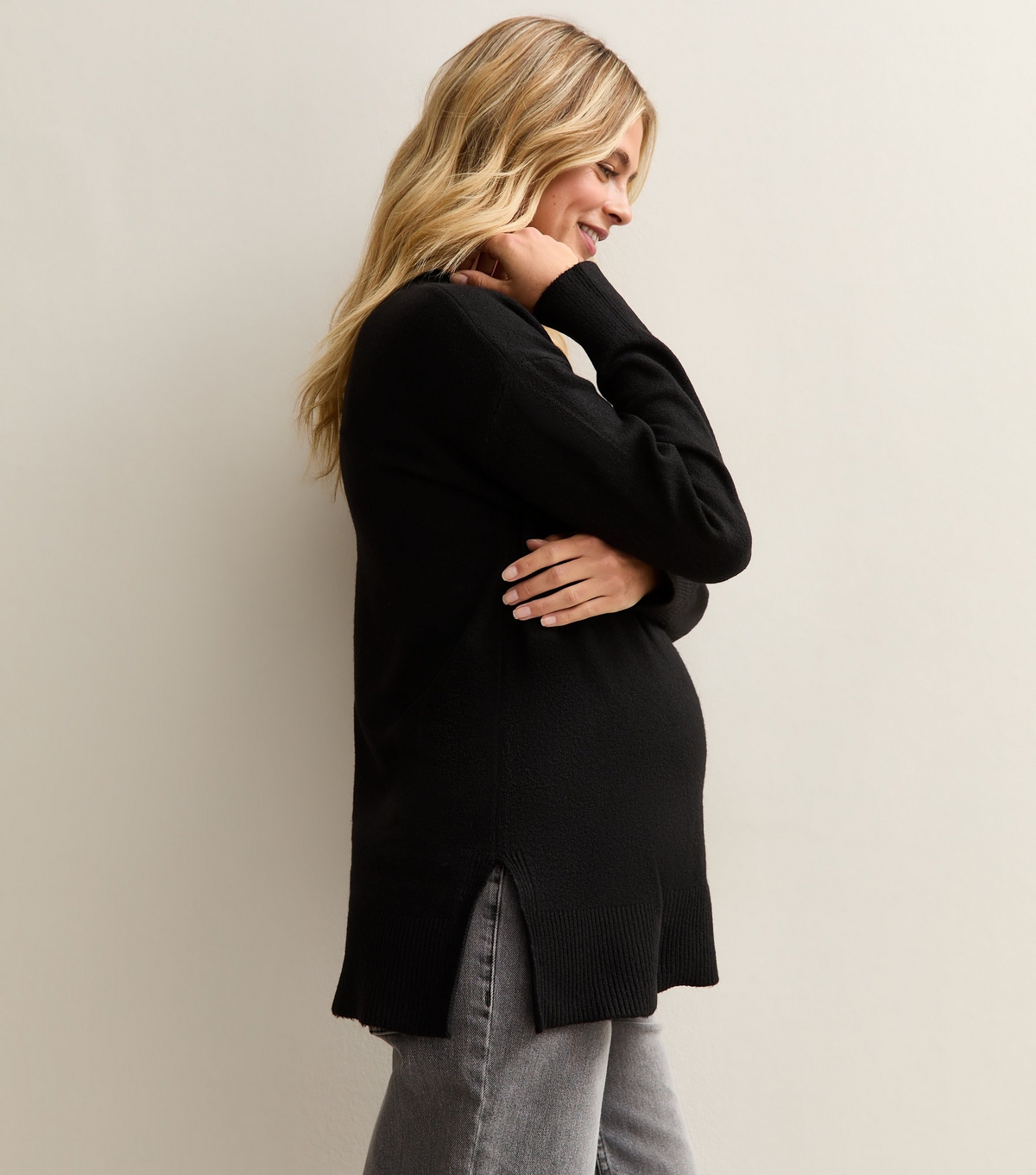 Women's Maternity Black Side Slit Jumper New Look