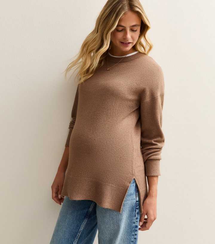 Maternity Camel Side Slit Jumper