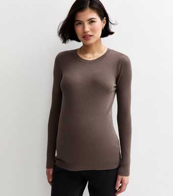 Maternity Mink Rib Crew Neck Jumper