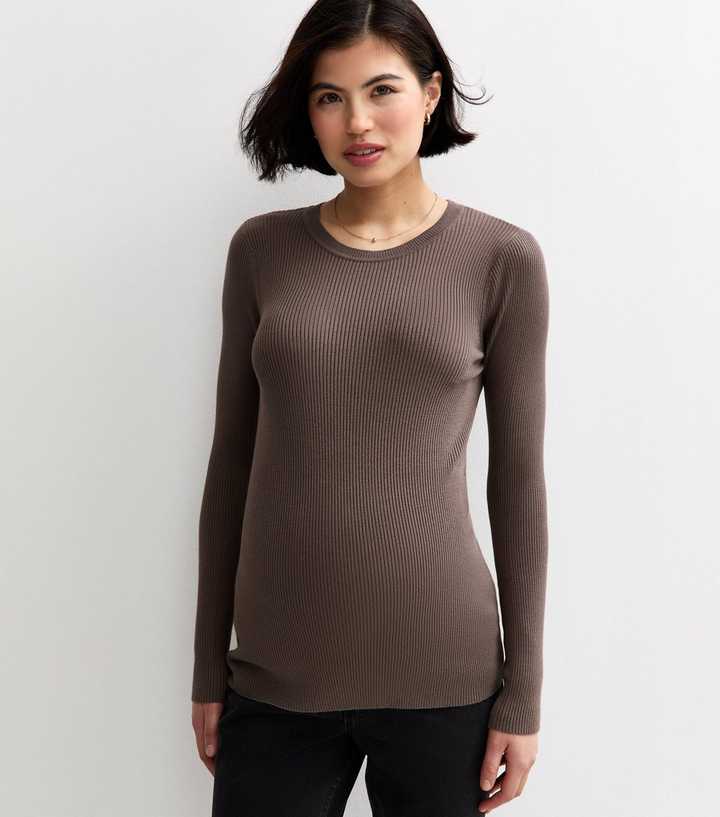 Maternity Mink Rib Crew Neck Jumper
