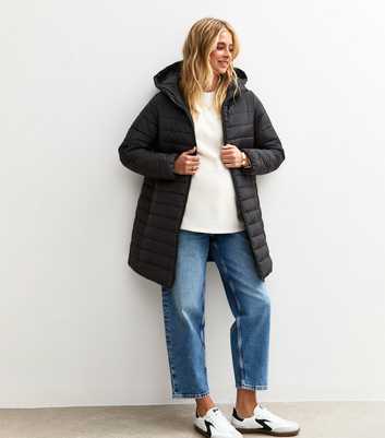 Maternity Black Longline Puffer Jacket