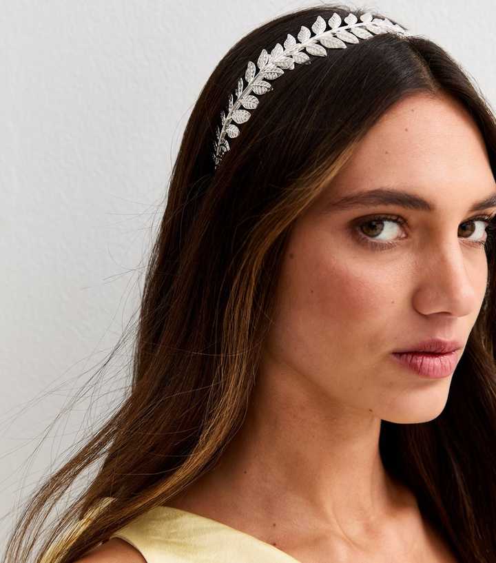 Silver Tone Leaf Headband