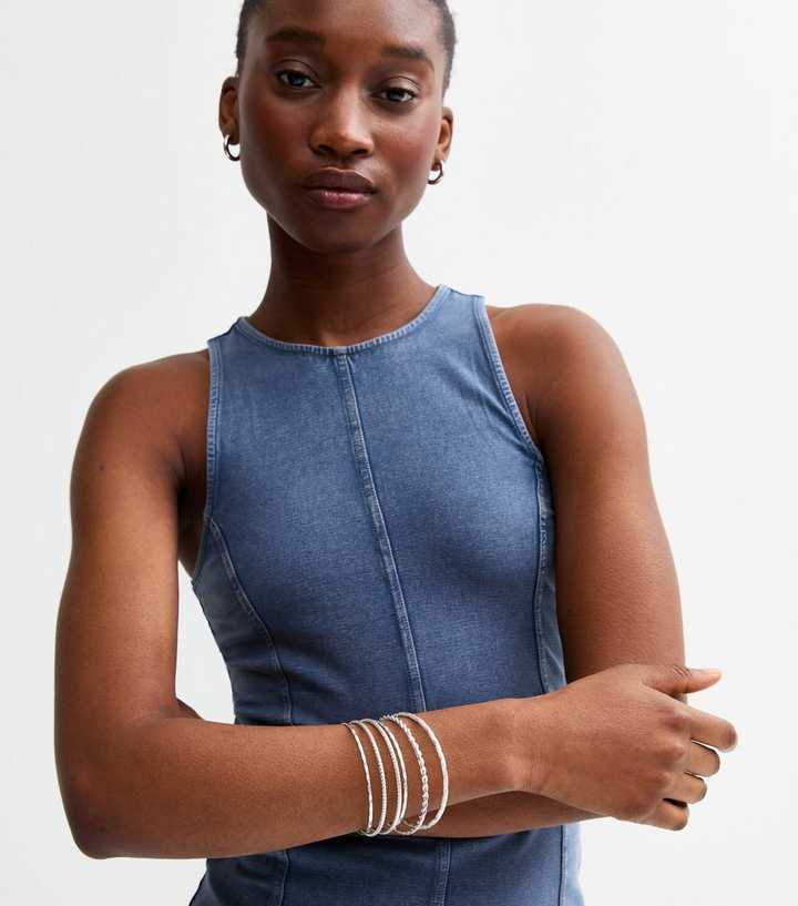 Pack of 6 Silver Tone Textured Bangles