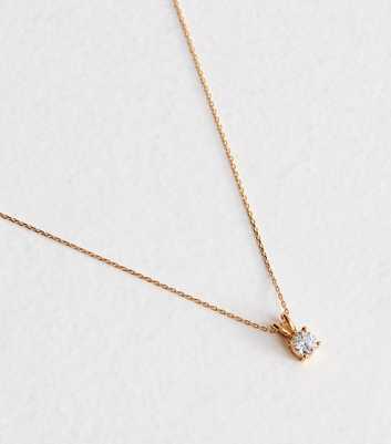 Gold Tone Diamanté Circle Pendant Necklace