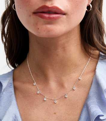 Silver Tone Diamanté Charm Necklace