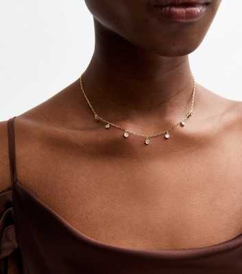 Gold Tone Diamanté Charm Necklace
