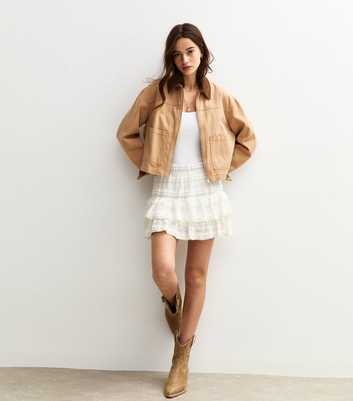 White Tiered Crinkle Mini Skirt