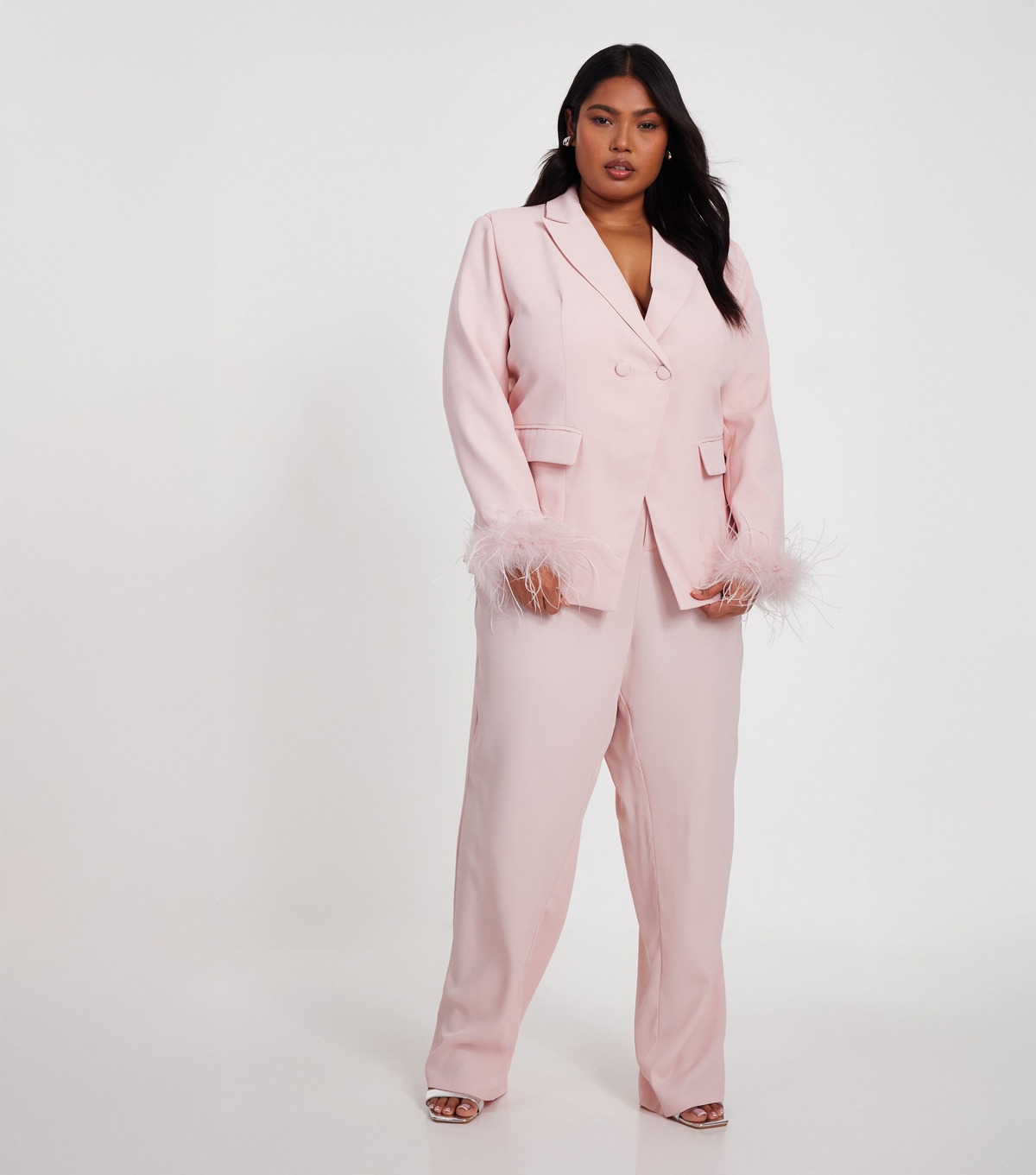Women's Curve Pink Woven Tailored Trousers Quiz New Look