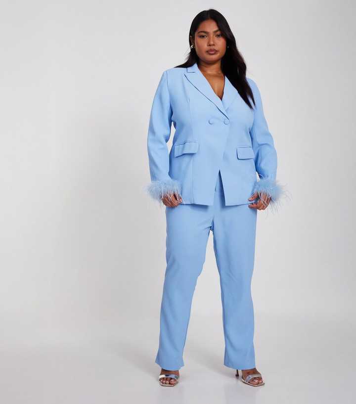 New Look Trouser Suits Women's QUIZ Curve Blue Straight Leg