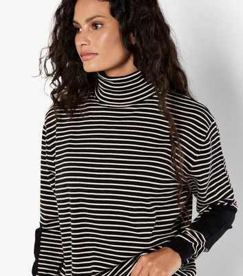 Apricot Black Striped Roll Neck Jumper