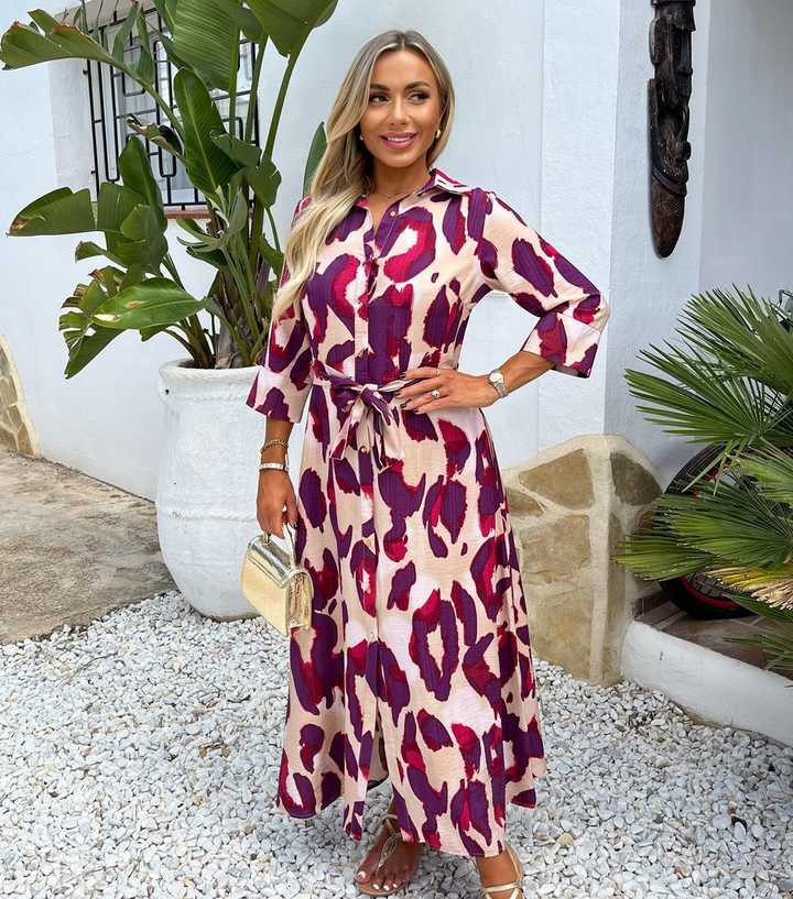 AX Paris Purple Printed Maxi Shirt Dress