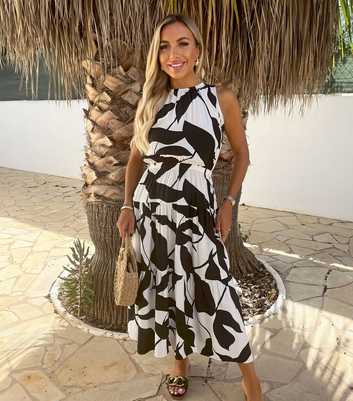 AX Paris Black Abstract Print Pleated Sleeveless Midi Dress
