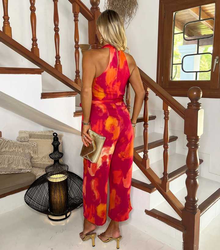 AX Paris Red Floral Print Jumpsuit