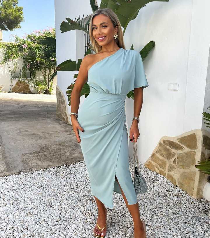 AX Paris Blue One-Shoulder Midi Dress