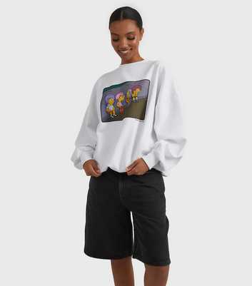 Skinnydip White Simpsons Bart On Road Sweatshirt