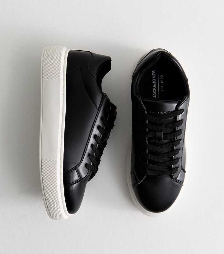 Jack & Jones Black Faux Leather Trainers