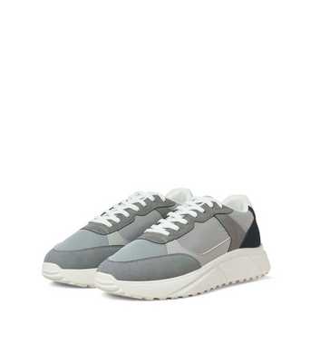 Jack & Jones Light Grey Faux Suede and Leather Panelled Trainers