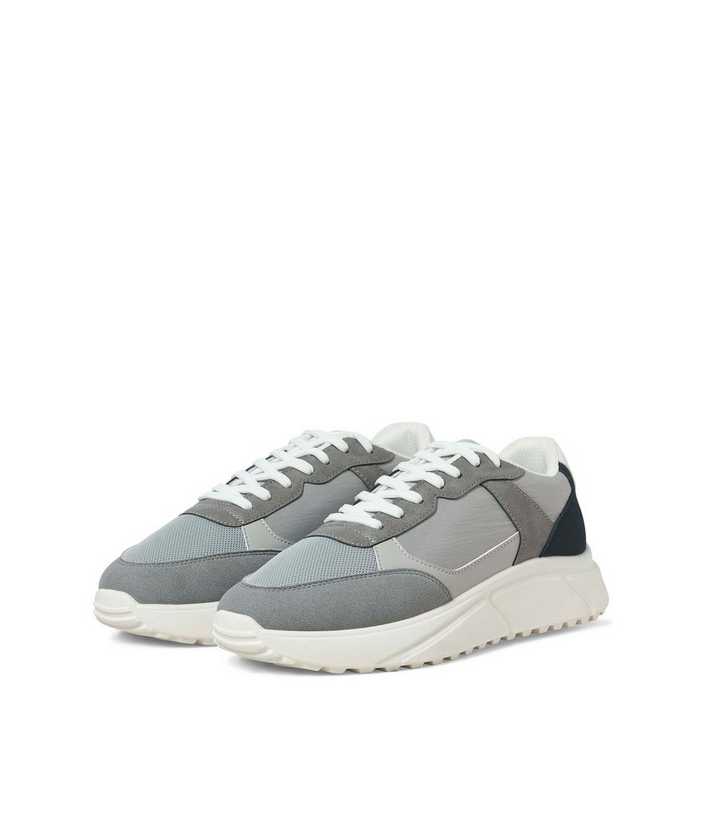 Jack & Jones Light Grey Faux Suede and Leather Panelled Trainers
