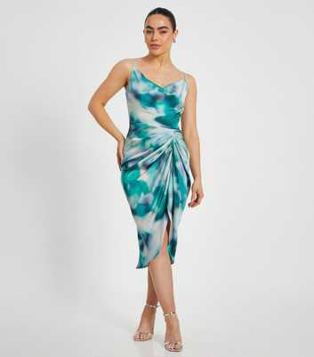QUIZ Petite Multicoloured Ruched Midi Dress