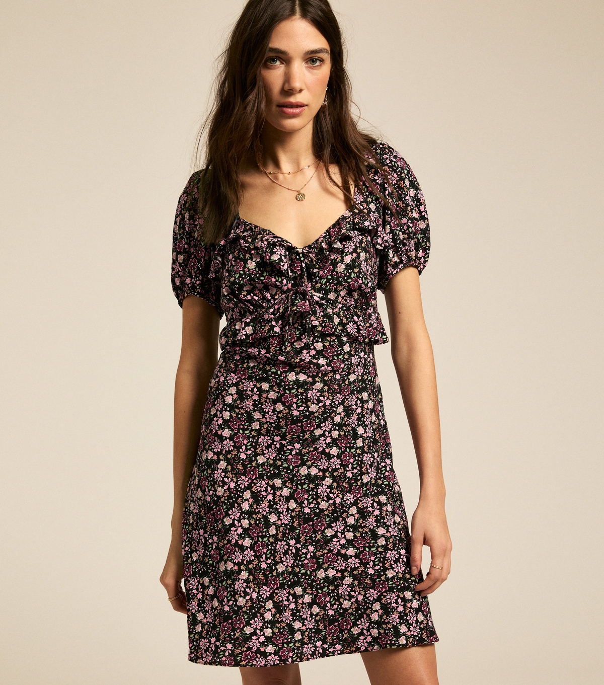 Women's Pink Floral Print Milkmaid Mini Dress New Look