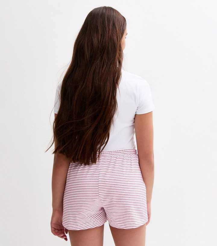 a new day Women's Pink & White Striped Shorts Size L NWT