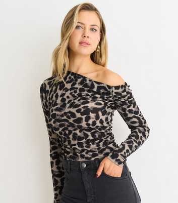 Gini London Grey Animal Print Jersey Top