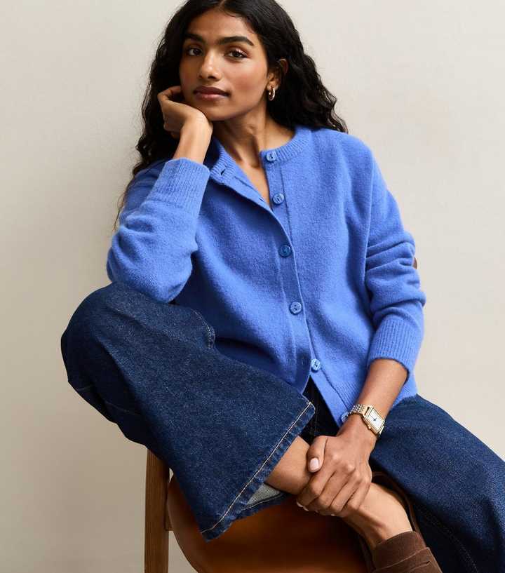 Petite Bright Blue Crew Neck Short Cardigan