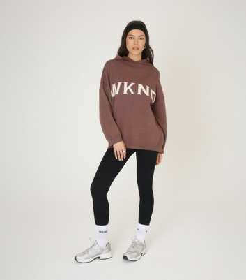 WKNDGIRL Brown Knitted Logo Hoodie