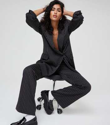 WKNDGIRL Black Pinstripe Blazer