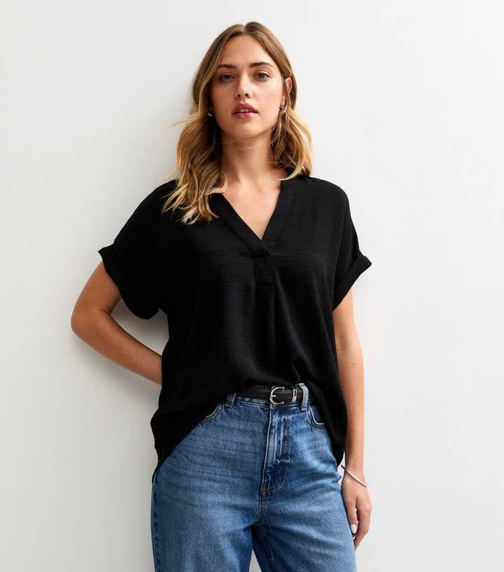 Black V-Neck Top