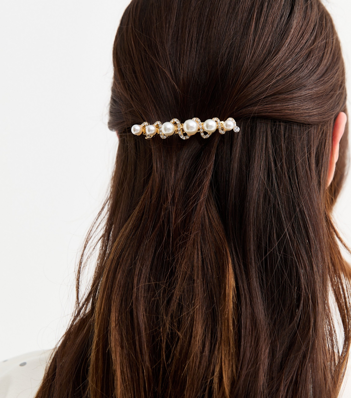 Gold Tone Diamante and Faux Pearl Hair Slide New Look