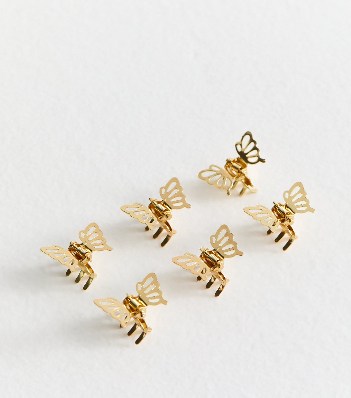 Pack of 6 Gold Tone Mini Butterfly Hair Clips New Look